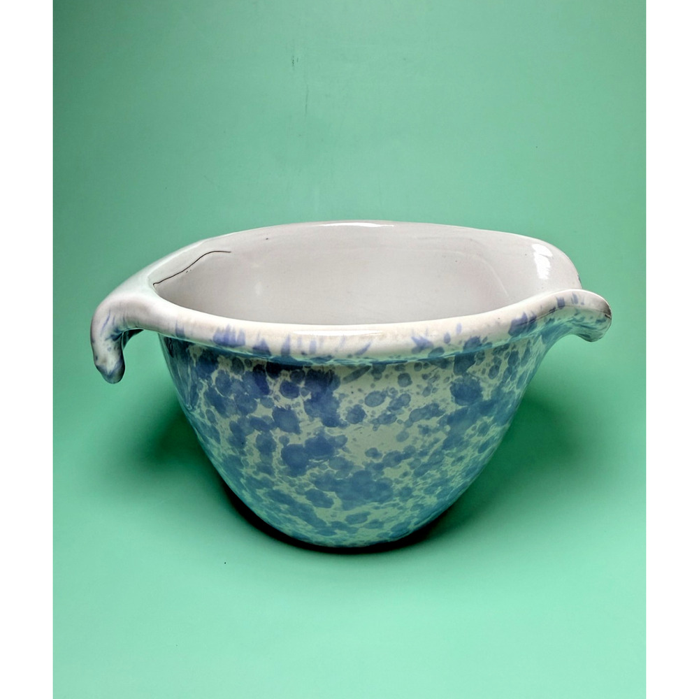 Bennington Potters Mixing Batter Bowl 1880 Pour Spout VT Morning Glory Blue READ - Picture 2 of 11